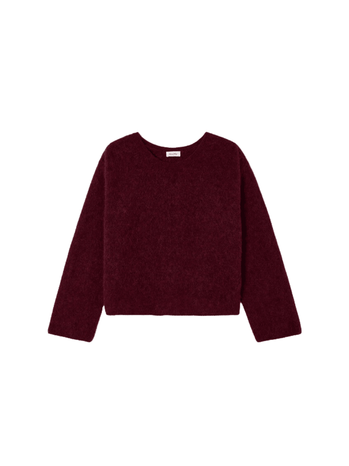 Boxy Pullover mit Rundhals in Grenat Chine