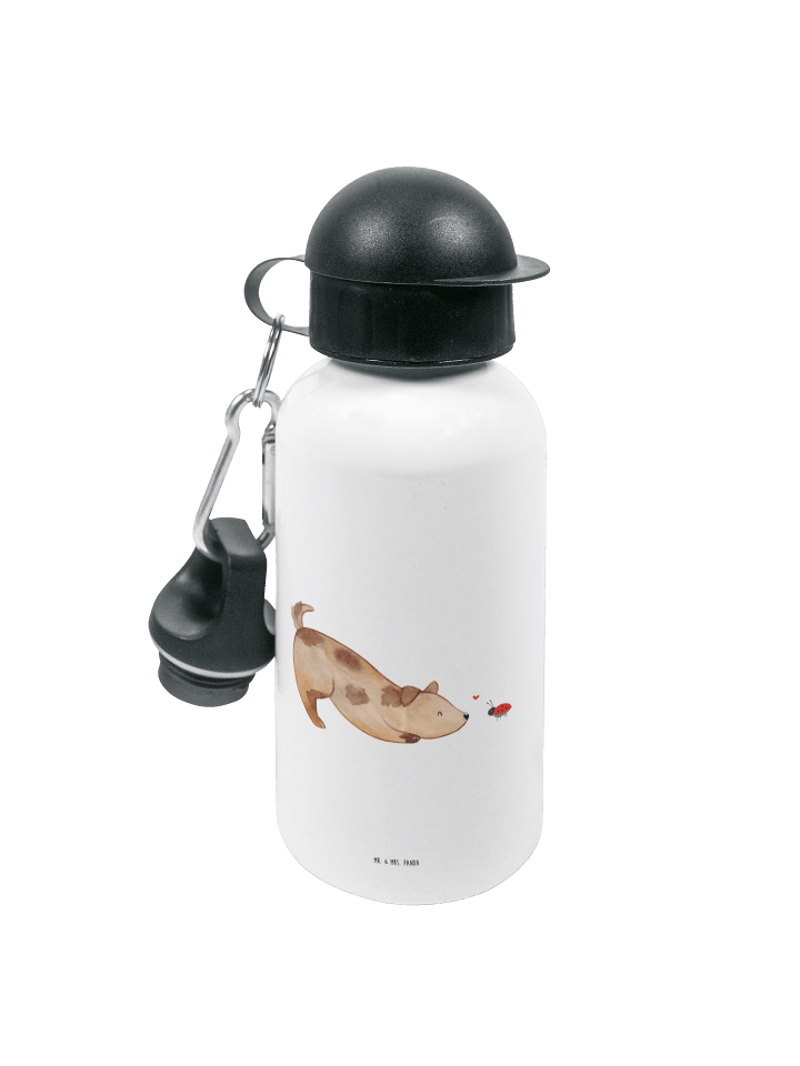 Trinkflasche Hund Marienkäfer ohne Spruch in Weiß