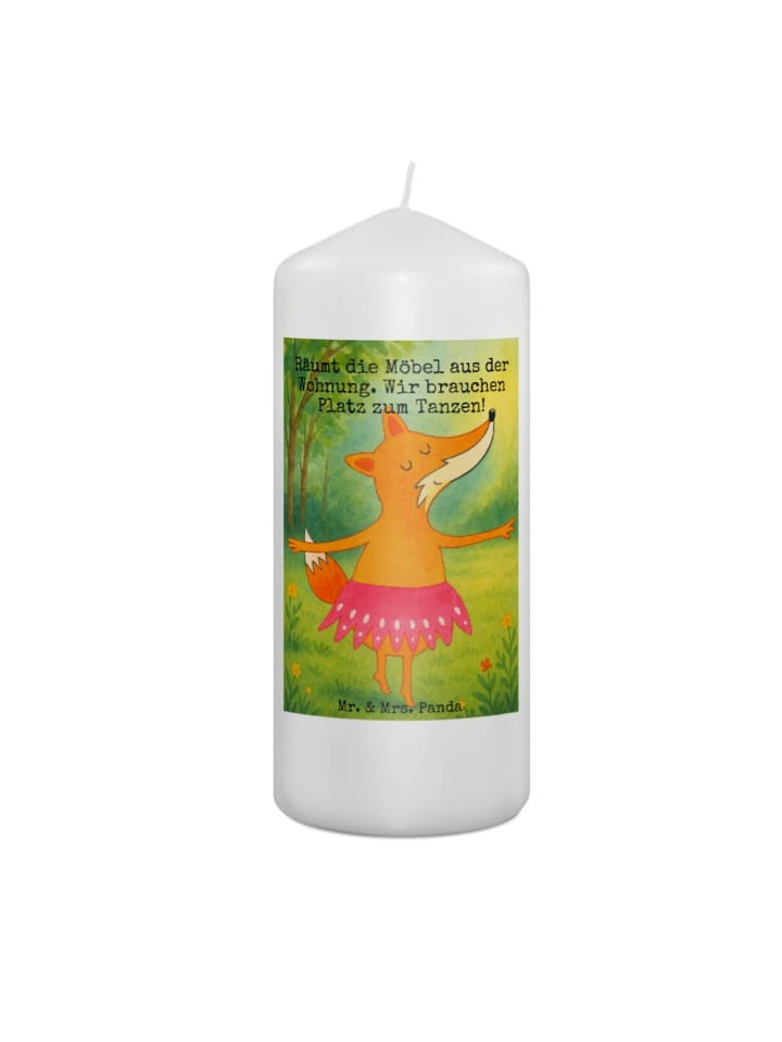 Kerze Fuchs Ballerina Design mit Spruch in Weiß