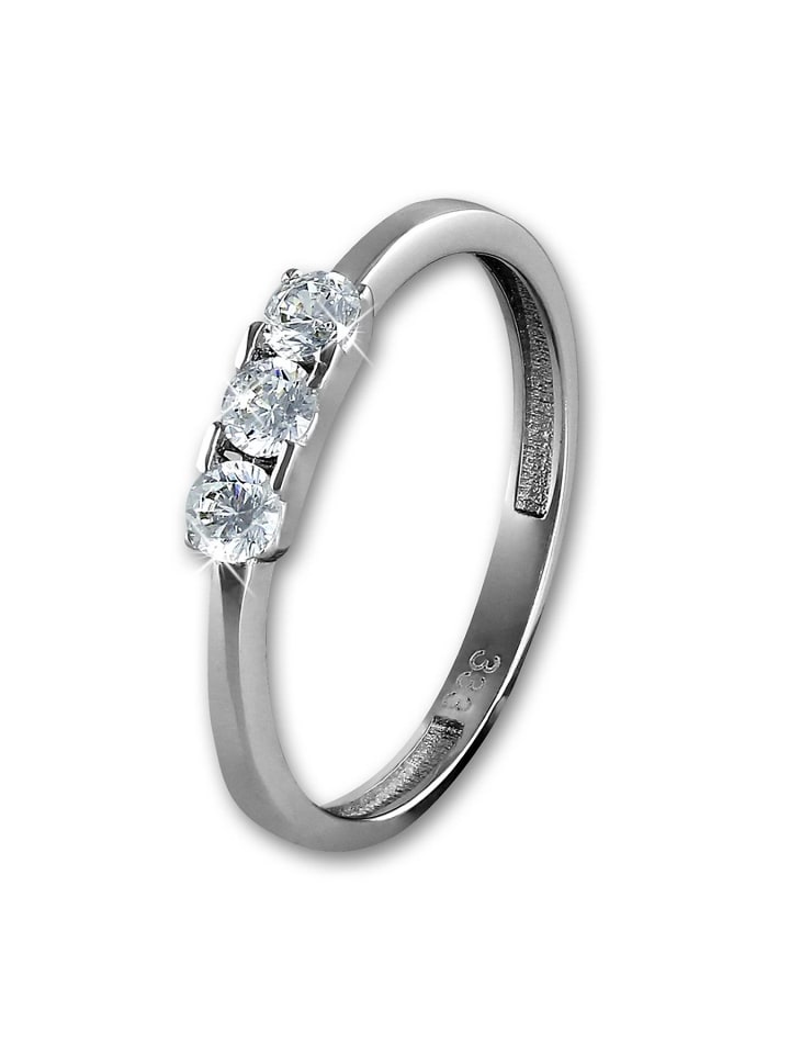 333 Weißgold - 8 Karat Damen Ringe 3er Zirkonia Fingerring 56 (17,8)