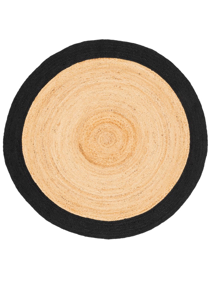 Jute Teppich Salsa Bordüre Rund in beige