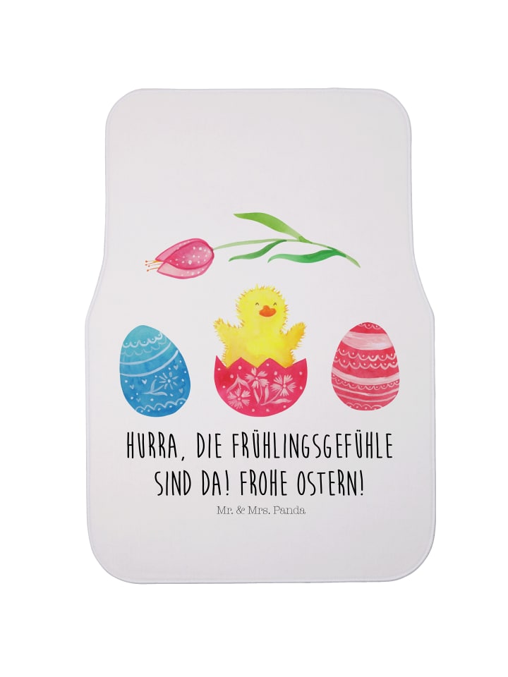 Autoteppich Küken Schlüpfen mit Spruch in Weiß
