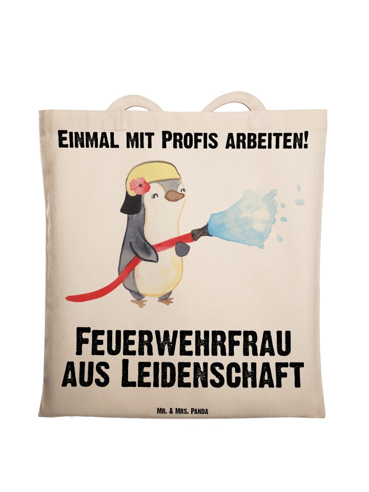 Tasche Feuerwehrfrau Leidenschaft mit Spruch in Creme