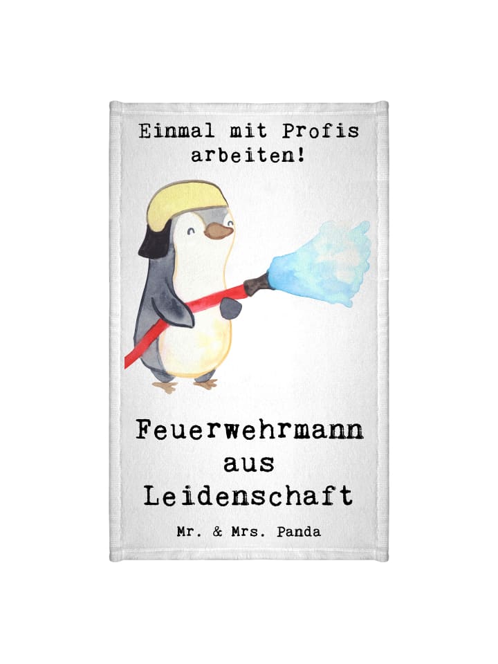 Handtuch Feuerwehrmann Leidenschaft mit Spruch in Weiß