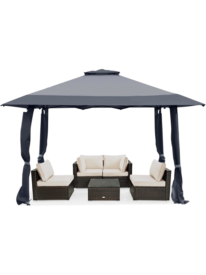 4x4m Pop-up Pavillon mit Doppeldach in Grau