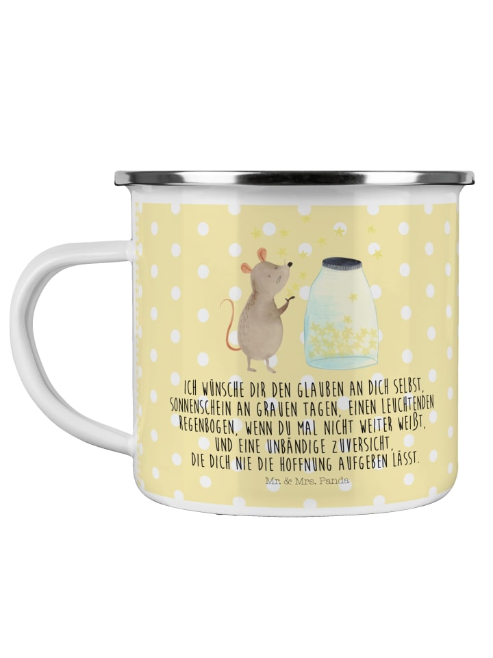 Kaffeebecher Maus Sterne mit Spruch in Gelb Pastell
