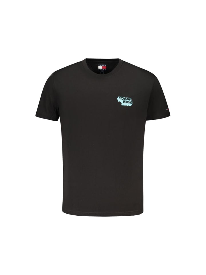 Schwarz Baumwolle Herren T-Shirt
