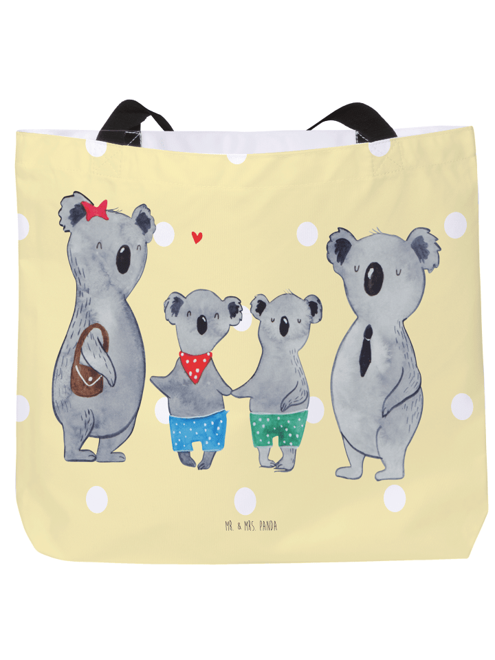 Shopper Tasche Koala Familie zwei ohne Spruch in Gelb Pastell