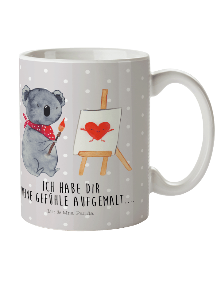 Kinderpott Koala Künstler mit Spruch in Grau Pastell