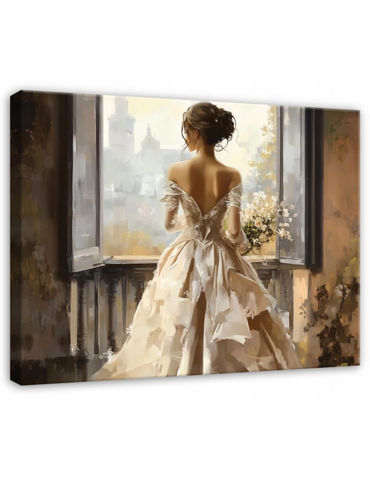 Wandbild Frau in Beige