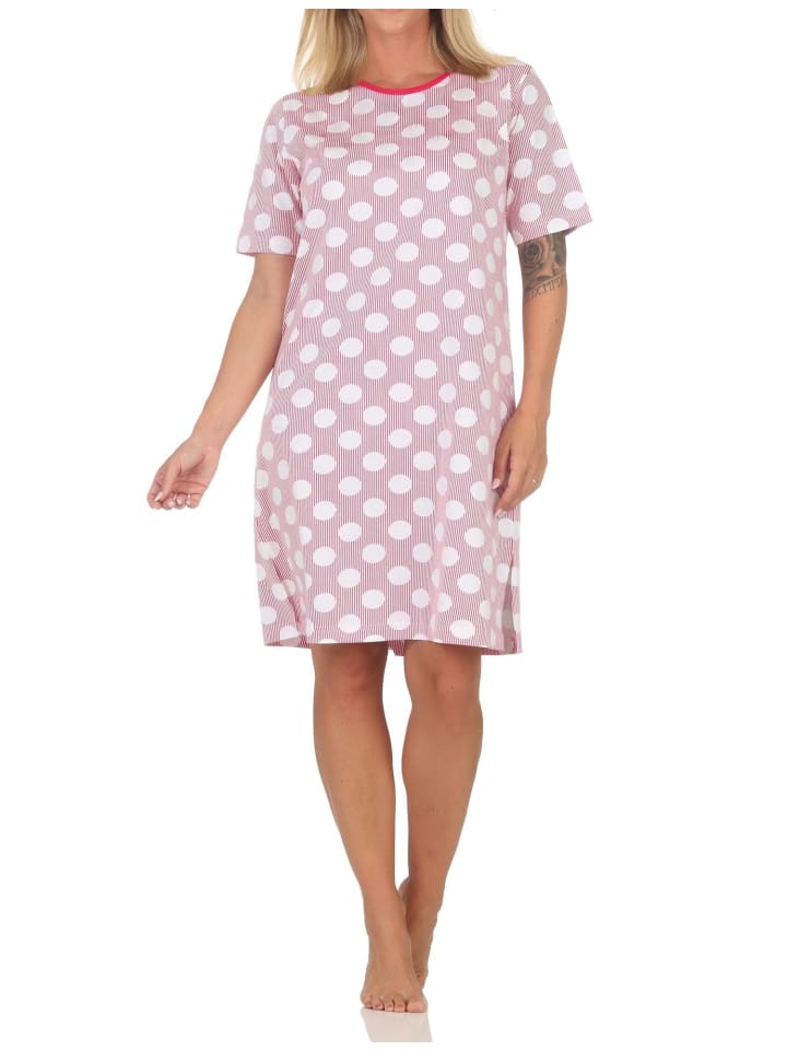 Kurzarm Nachthemd Tupfen Punkte Look 125 214 330 in pink
