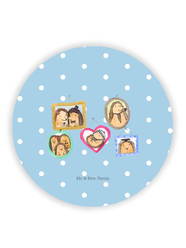 Rund Magnet Igel Familie ohne Spruch in Blau Pastell