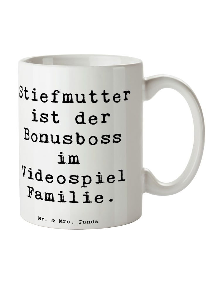 Tasse Stiefmutter Bonusboss mit Spruch in Weiß