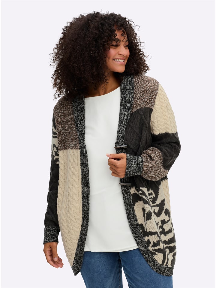 Strickjacke in schoko-champagner-gemustert