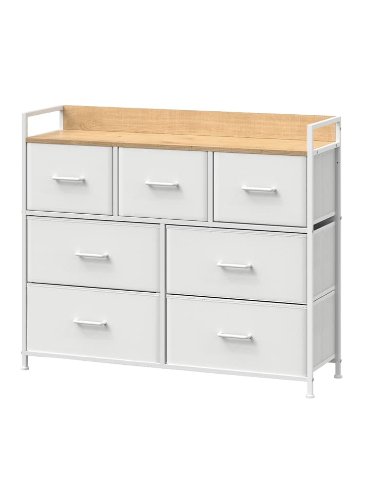 Kommode Bellah in Weiß-Beige - (B)98 x (H)85 x (T)28.5 cm