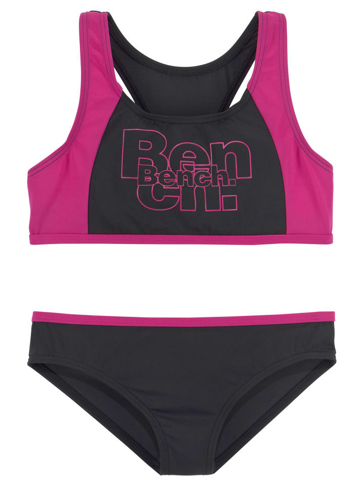 Bustier-Bikini in schwarz-pink