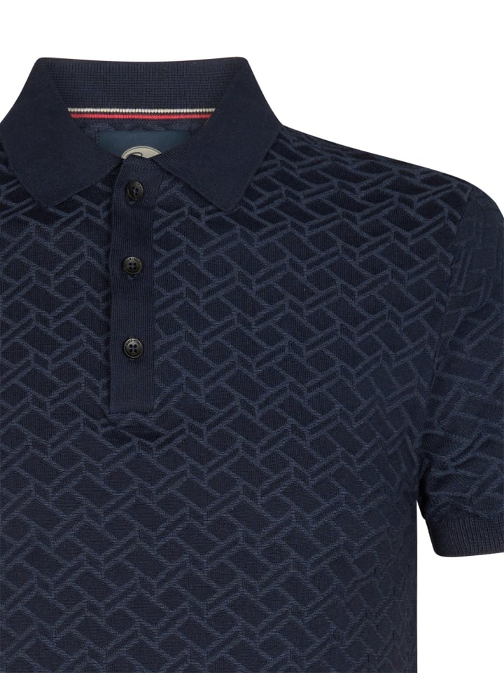 Strick-Poloshirt Cactus in Blau