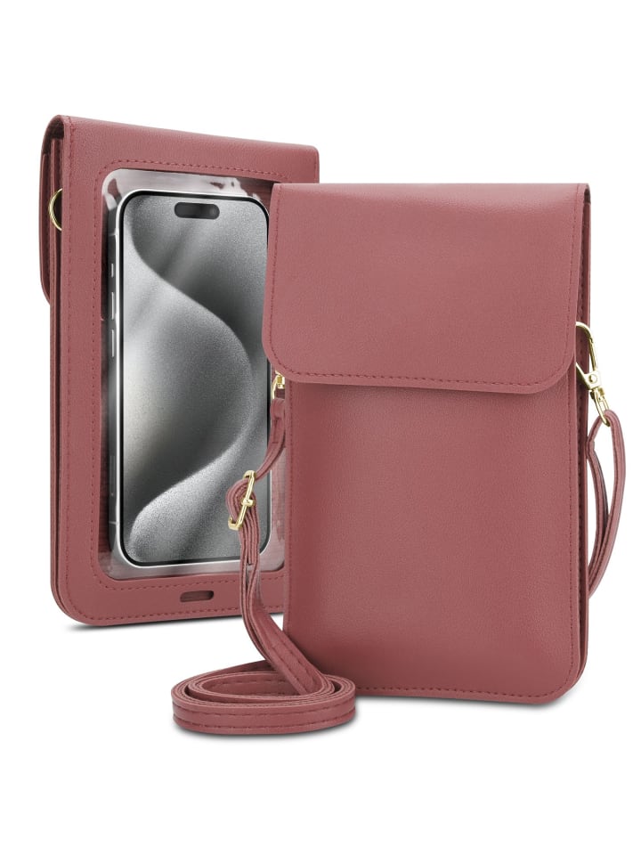 Handytasche für Apple iPhone 15 PRO Hülle Umhängetasche in Pink