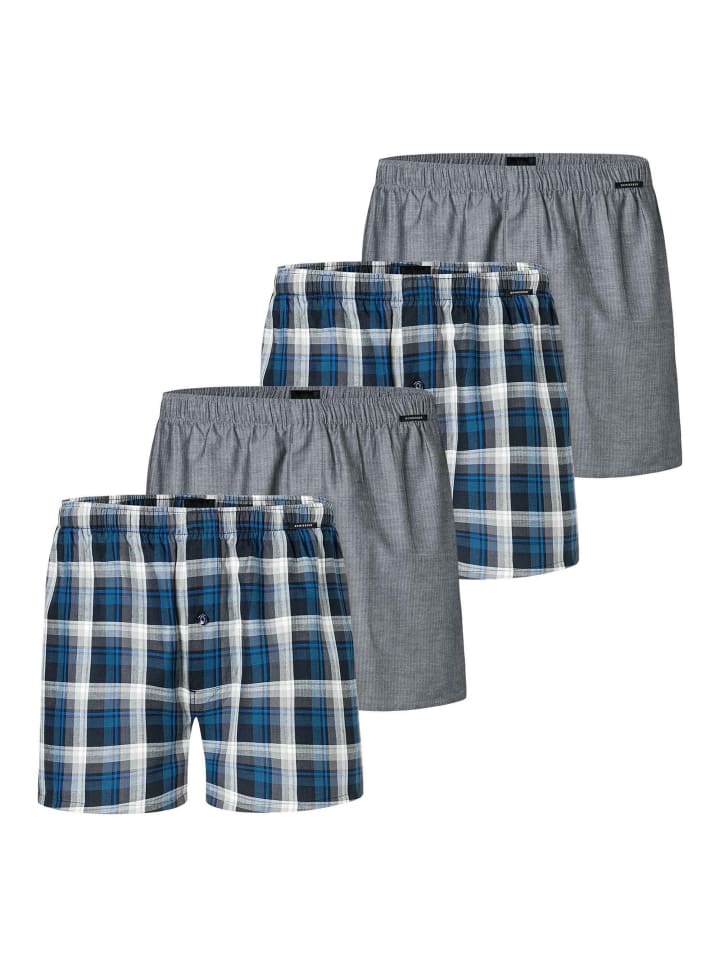 Web-Boxershorts 4er Pack in Blau/Grau
