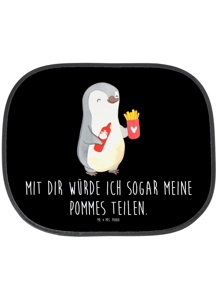 Auto Hitzeschutz Pinguin Pommes mit Spruch in Schwarz