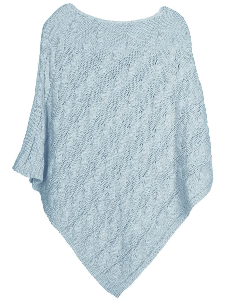Strick Poncho in Taubenblau