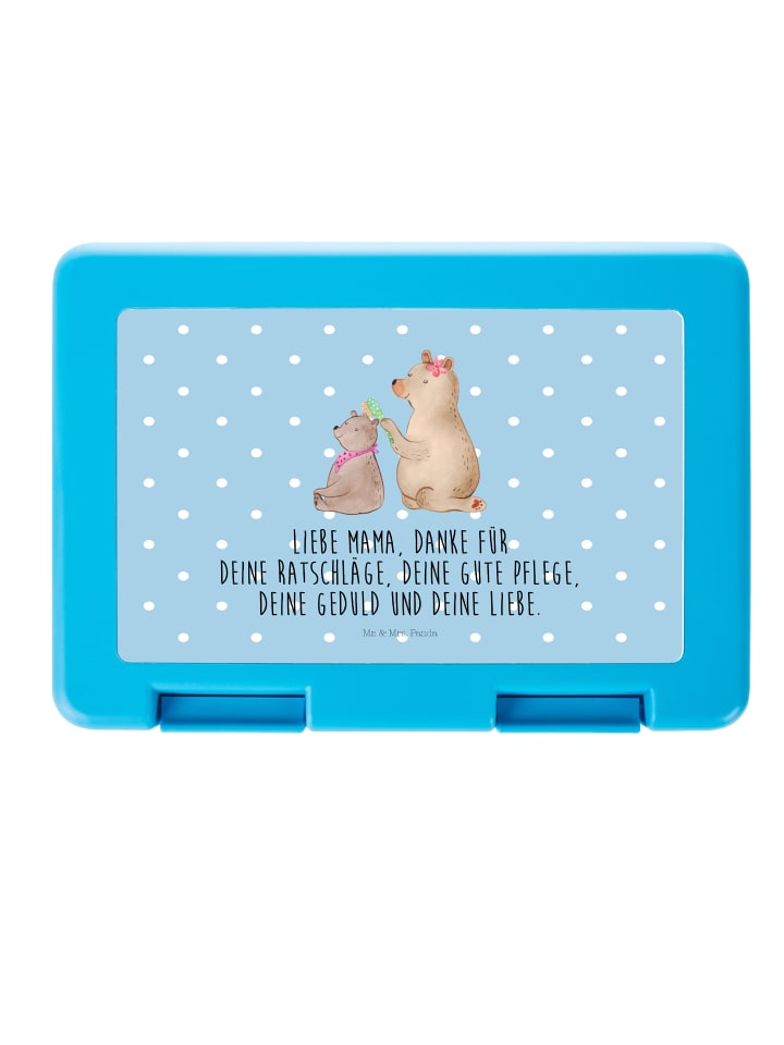 Brotdose Bär Kind mit Spruch in Blau Pastell