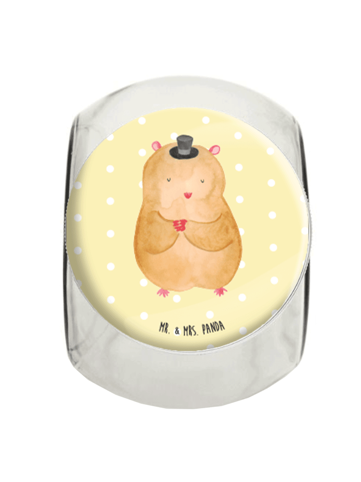 Bonbonglas Hamster Hut ohne Spruch in Gelb Pastell