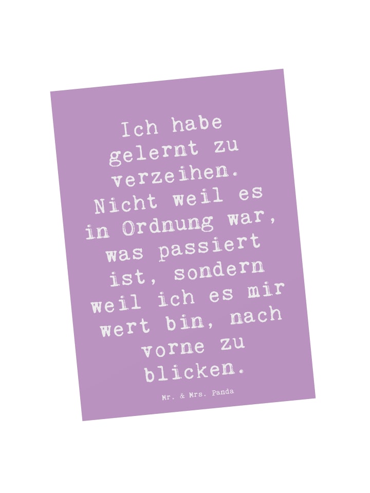Postkarte Spruch Vergebung und Neubeginn mit Sp... in Lavendeltraum