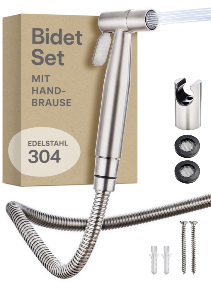 Bidet Brause Set Schlauch + Halter Dusche Edelstahl Hand WC Duschkopf
