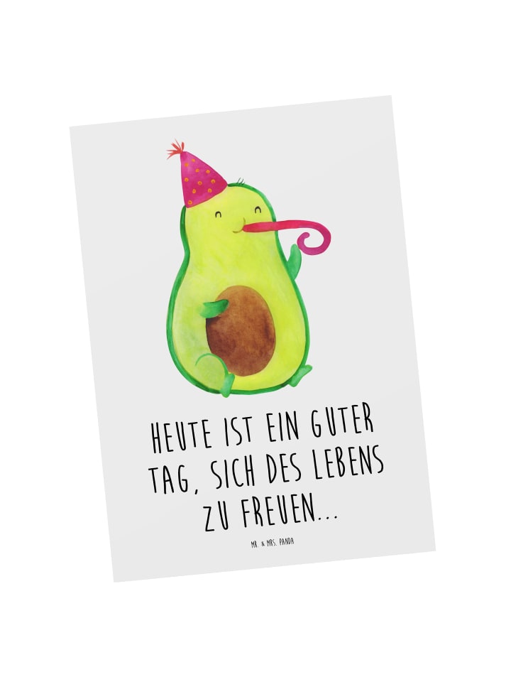 Ansichtskarte Avocado Feier mit Spruch in Weiß