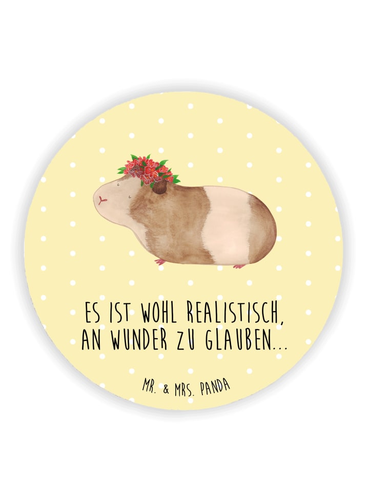 Magnet Meerschweinchen Weisheit mit Spruch in Gelb Pastell