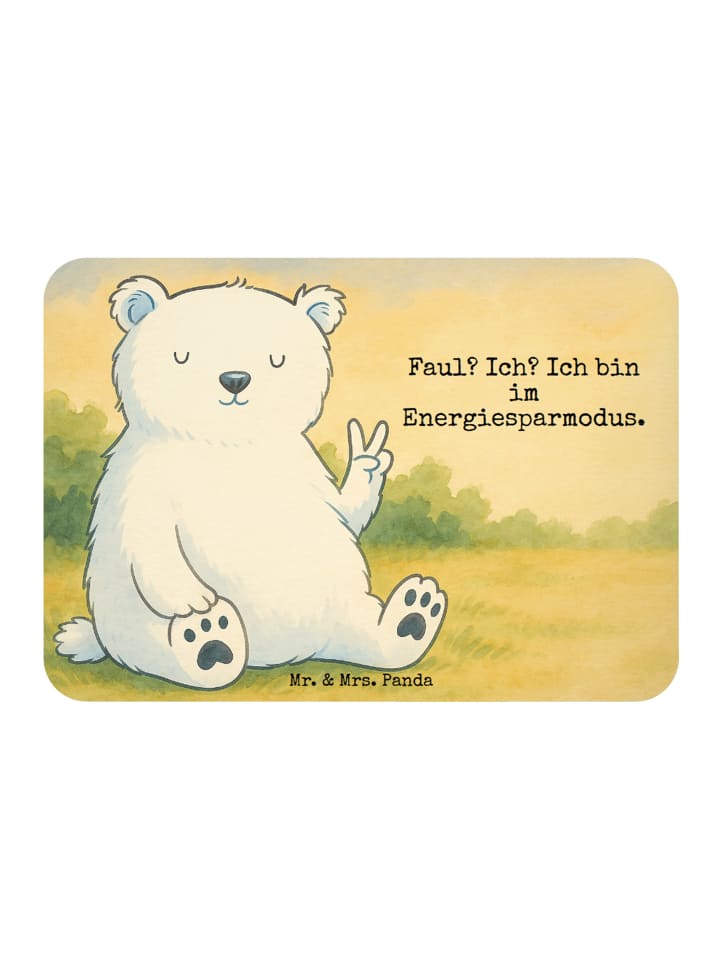 Magnet Eisbär Faul Design mit Spruch in Weiß
