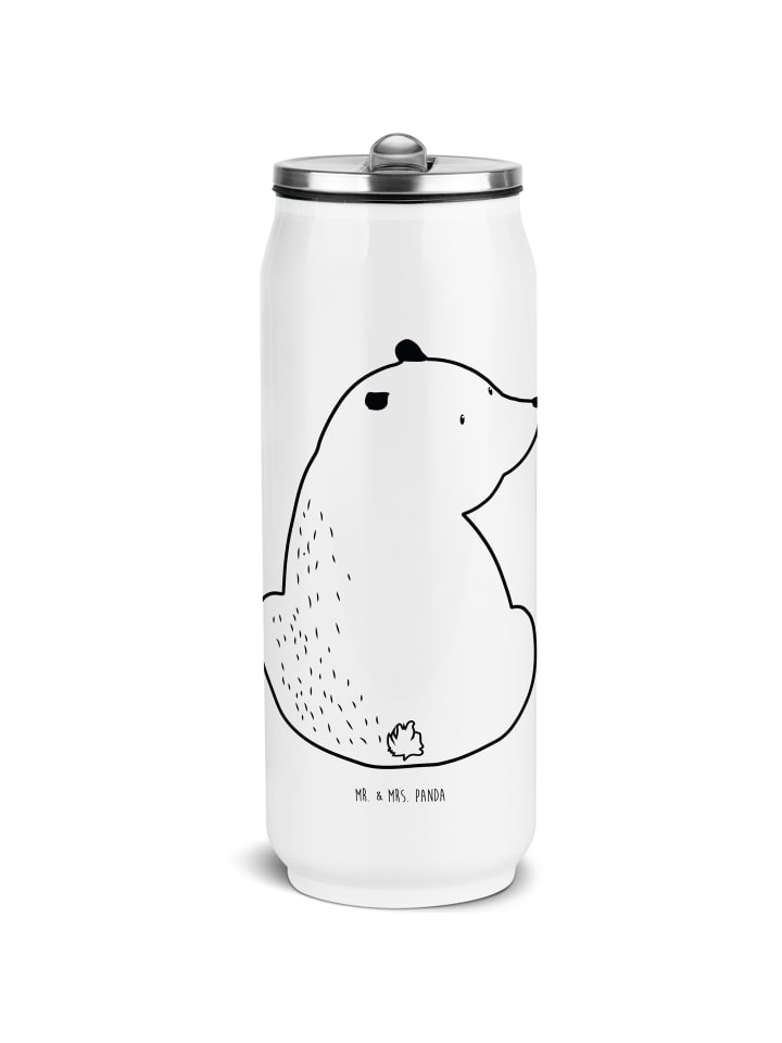Trinkflasche Bär Schulterblick ohne Spruch in Weiß