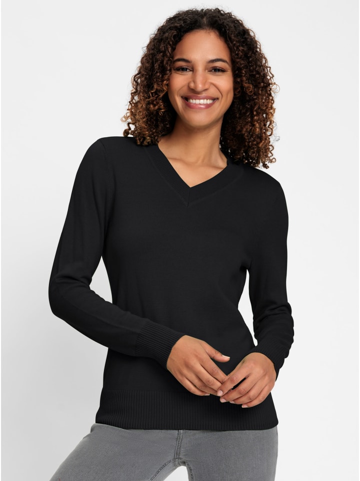 V-Ausschnitt-Pullover in schwarz