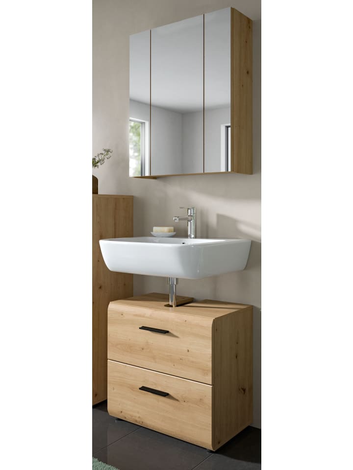 Badmöbel Set 2-teilig in Artisan Eiche, Badkombination 60 x 185 cm