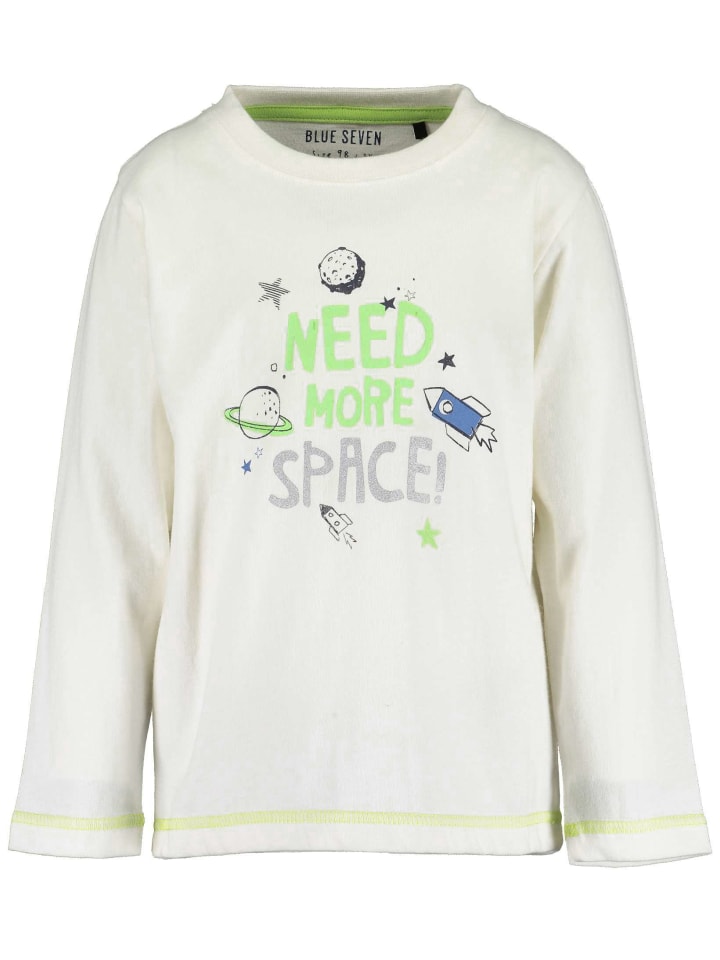 Blue Seven Longsleeve mit Print "Space" in Weiß