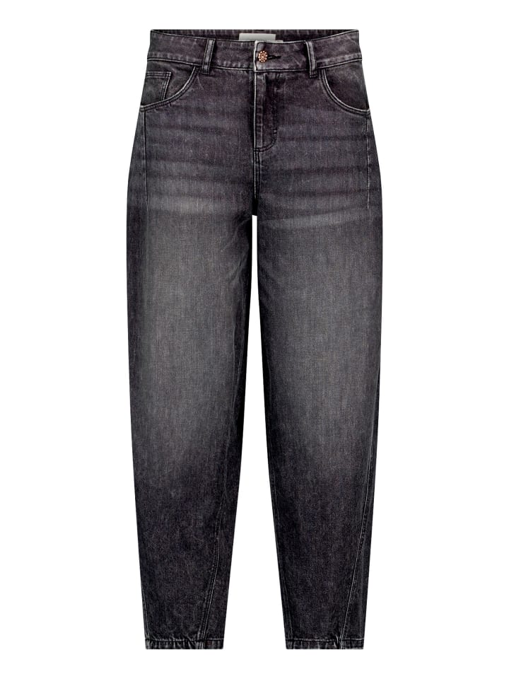 Used Look-Jeans mit Waschung in Dark Grey Denim