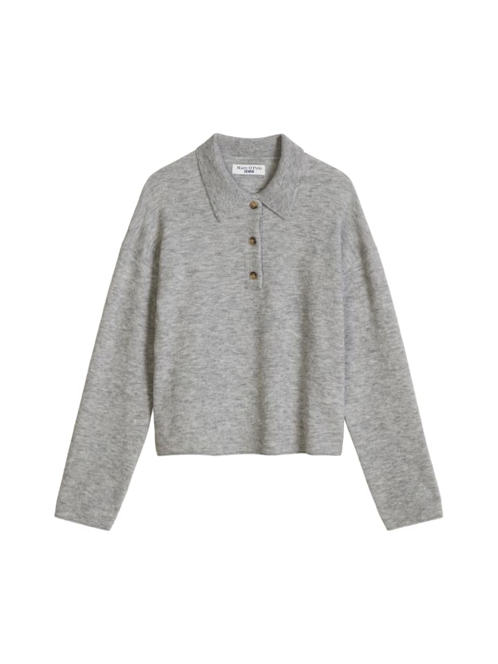 Strick-Poloshirt relaxed in Stone Melange