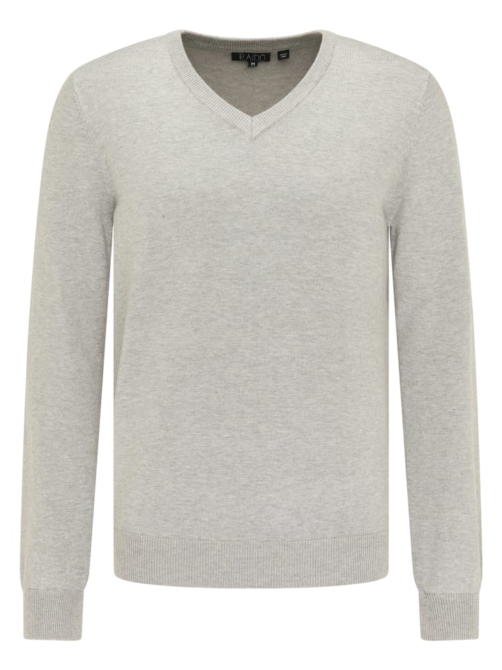 Herren Strickpullover in Hellgrau Melange