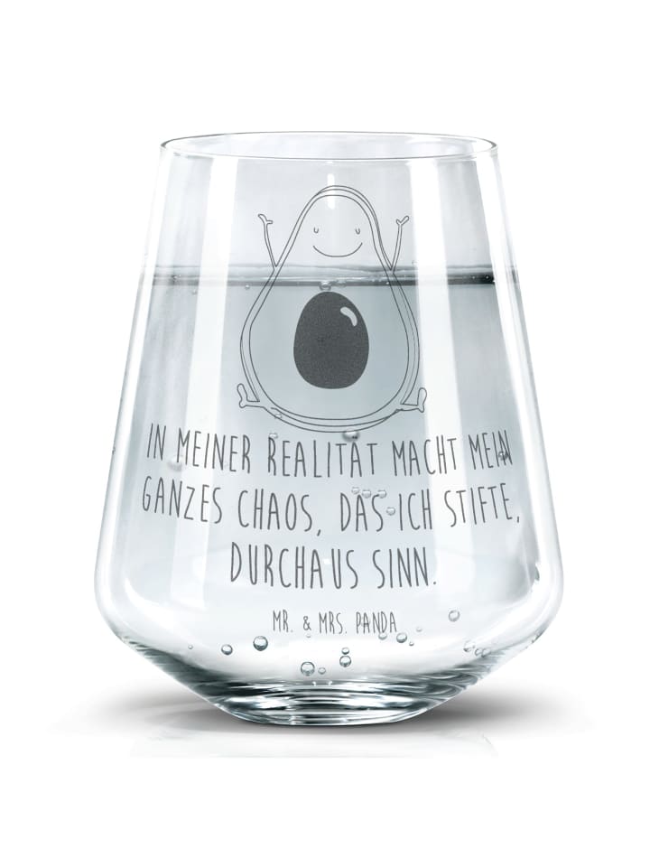 Gravur Glas Avocado Glücklich mit Spruch in Transparent