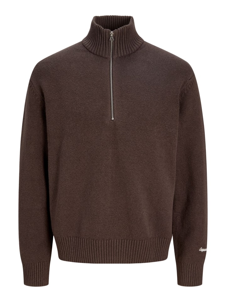 Sweatshirt mit halbem Reißverschluss in Mulch