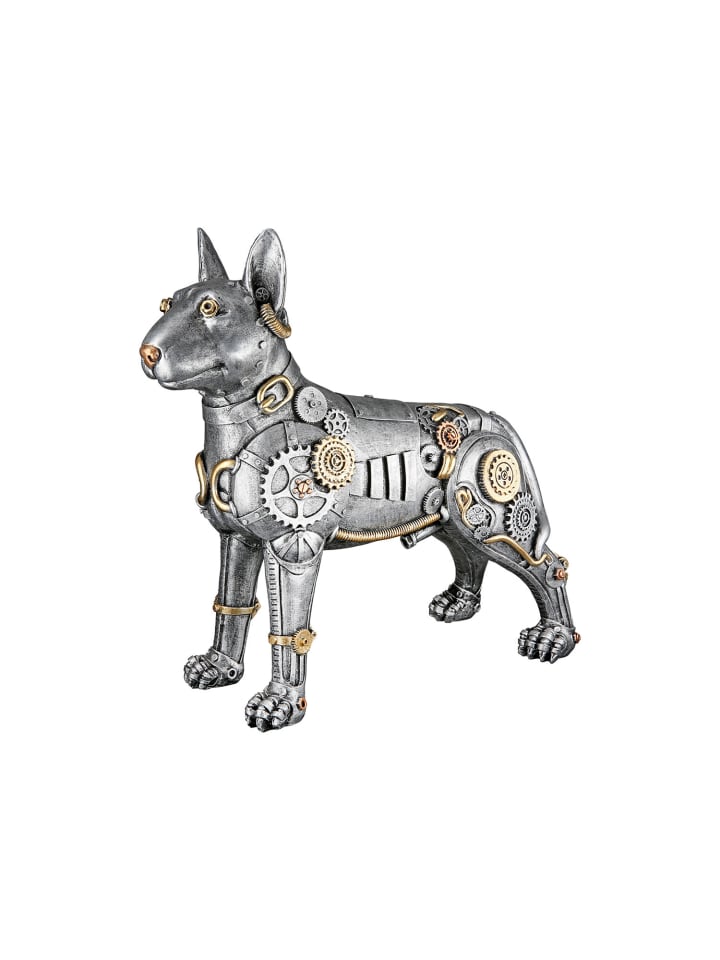 Figur Steampunk pitbull silberfarben - (H) 29 cm