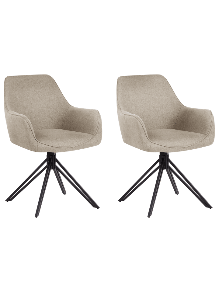 2er-Set Esszimmerstuhl JODAR in Beige/Schwarz