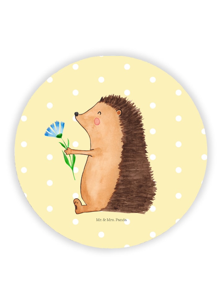 Magnet Igel Blumen ohne Spruch in Gelb Pastell