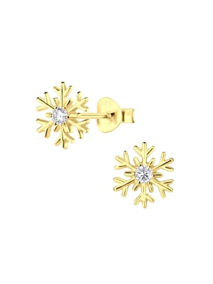 Ohrringe - Ohrstecker SCHNEEFLOCKE Zirkonia in Gold 925 Silber
