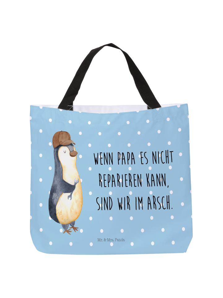 Shopper Tasche Wenn Papa es nicht reparieren ka... in Blau Pastell