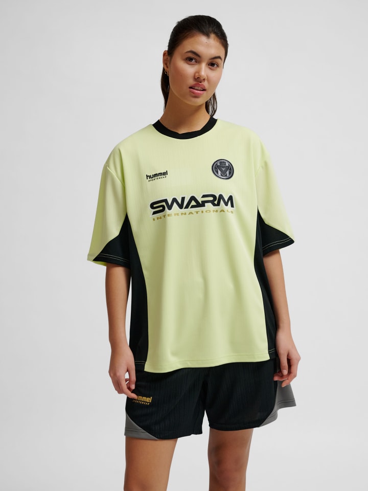 T-Shirt Hmlloose Fußball Erwachsene in SHADOW LIME