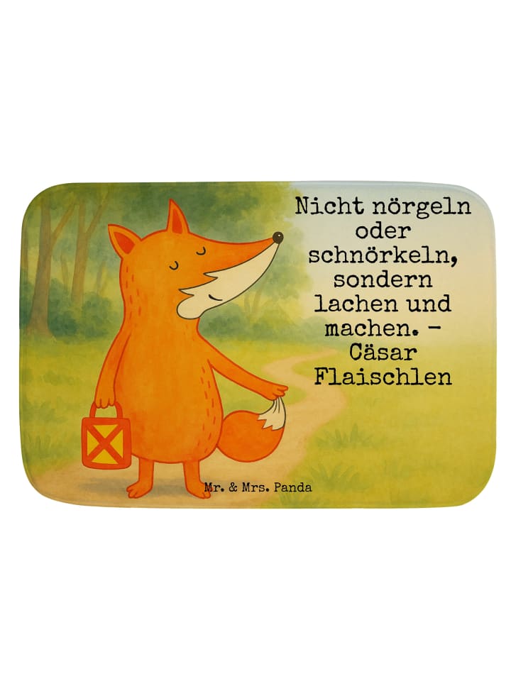 Duschmatte Fuchs Laterne Design mit Spruch in Weiß