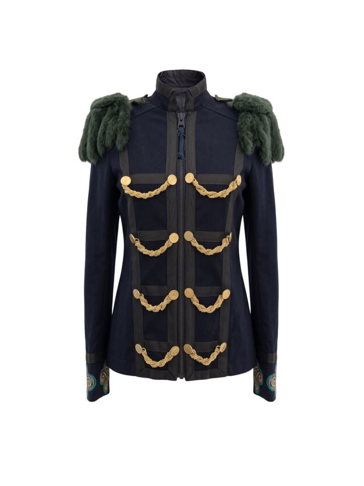 Blau Baumwolle Damen Jacke