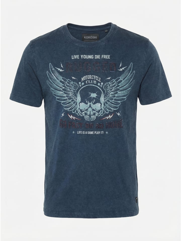 Kurzarm-t-shirt. in blau